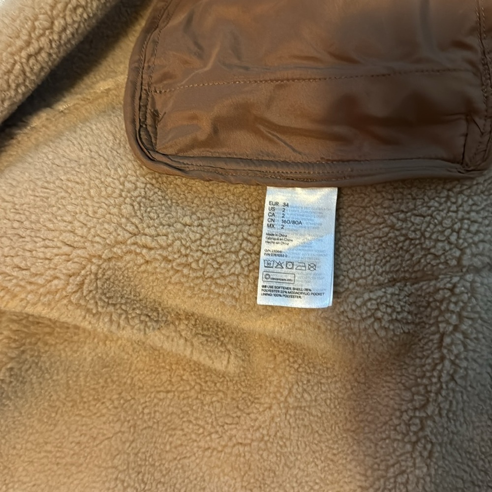 H&M faux suede jacket size 2 brown - Picture 6 of 7